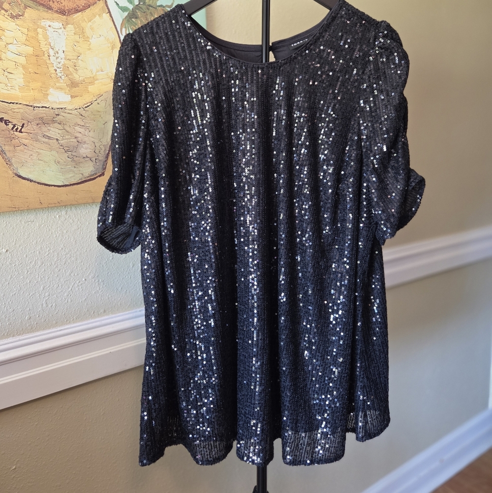 Torrid Black Sequin Blouse